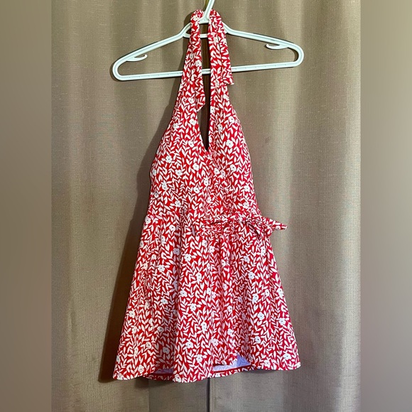 NWT Draper James Summer Picnic Faux Wrap Halter Small Swim Dress - Picture 3 of 9